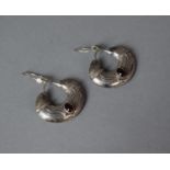 A Pair of Arts and Crafts Silver Earrings with Cabochon Mount