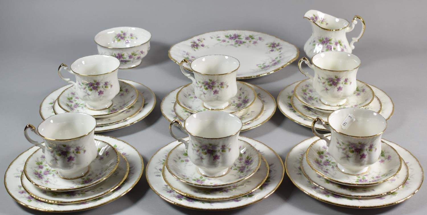 A Paragon Malandi Pattern Teaset Comprising Six Trios, Cake Plate and Six Side Plates
