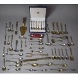 A Collection of Various Silver Plated Cutlery, Souvenir Spoons, Coffee Bean Spoons etc