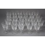 A Collection of Royal Brierley Cut Glass Bruce Pattern Short Wine Glasses (29 in Total)