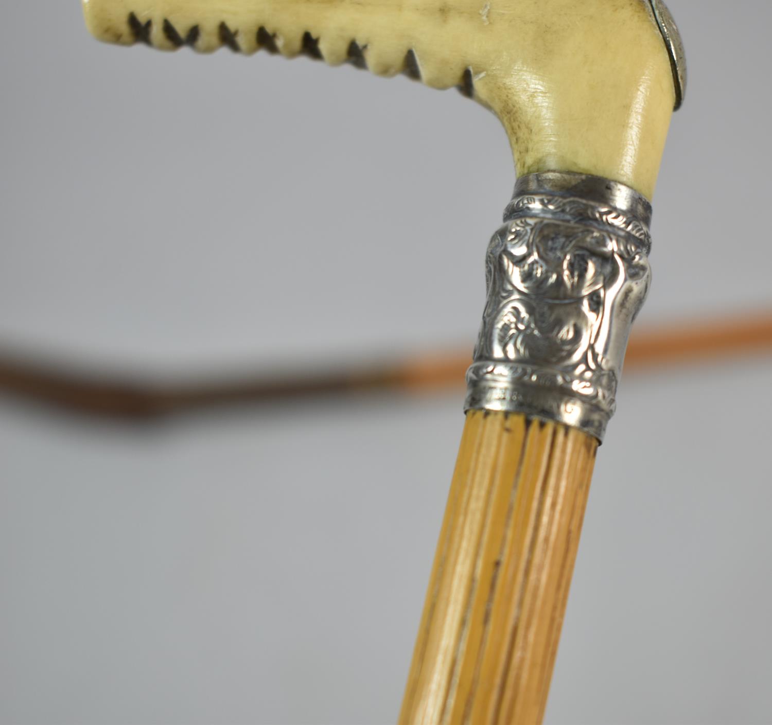 Two Vintage Bone Handled Children's Riding Crops, One with Sterling Silver Mount the Other with - Image 3 of 3