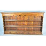 A Large Three Shelf Dresser Rack with Six Small Drawers to Base, 203cm wide