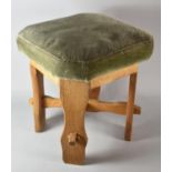 A Vintage Square Topped Upholstered Stool, 35cm high