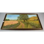 A Modern Framed Oil on Board Depicting Rural Landscape, 60cm Wide