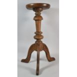 A Small Oak Circular Topped Plant Stand on Tripod Support, 51cm high