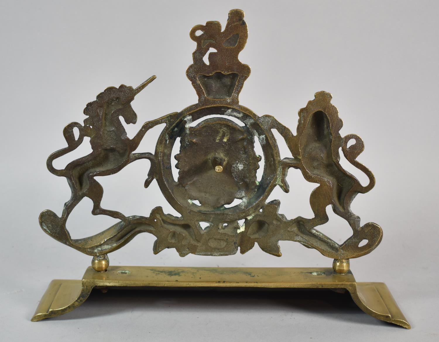 A Brass Royal Crest Set on Plinth Base, 31cm wide - Image 2 of 2