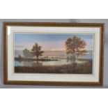 A Framed Coulson Print Depicting Gent Fishing on River Bank, 75cm wide