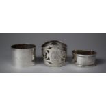 Three Various Silver Napkin Rings, Various Hallmarks, 78.2g