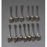 A Collection of Seven Georgian Silver Teaspoons (134g) and Six Victorian Later Teaspoons, 99g