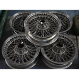 A Set of Five Chrome Wire Wheels, 41cm Diameter