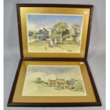 A Pair of Framed Watercolours, Each 34cm wide