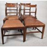 A Set of Four Late 19th Century Mahogany Framed Bar Back Dining Chairs with Hide Upholstered Seats