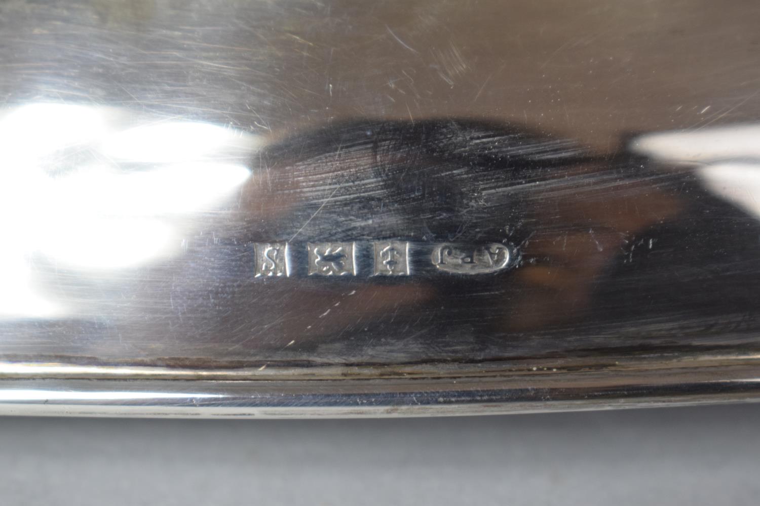 A Dunston Silvercraft Ovoid Shallow Bowl, 22cm wide with Enamelled and Applied Label to Base, - Image 4 of 4