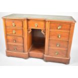 A Late Victorian Inverted Breakfront Writing Desk with Single Drawer Over Central Recess, Flanked by