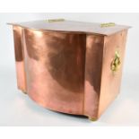 A Mid 20th Century Copper Serpentine Front Coal Box with Brass Hinges and Ring Carrying Handles,