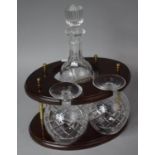 A Modern Mahogany and Brass Decanter and Two Brandy Balloon with Sherry Decanter Label