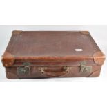 A Vintage Leather Suitcase, 60cm wide
