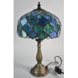 A Reproduction Table Lamp with Tiffany Style Shade, 36cm high