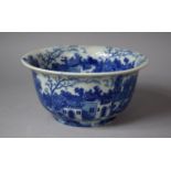 A Reproduction Transfer Printed Blue and White Bowl, 25cm Diameter