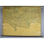 A Late 19th Century, Large Wall Hanging Linen Map of Dorsetshire, 1878, 158cm wide