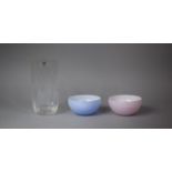 Three Pieces of Royal Brierley Studio Glass to Include Vase and Two Opaque Bowls