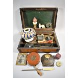 A Crossbanded Work Box for Full Restoration Containing Selection of Ceramics and Curios