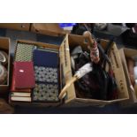 A Box of Reader's Digest Books and Various Handbags, Umbrellas etc