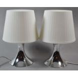 A Pair of Modern Style Chrome Lamps with Shades