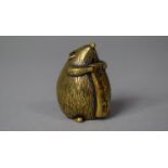 A Small Bronze Chinese Study of Mouse with Scroll, 4cm high