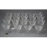 A Collection of Royal Brierley Cut Glass Bruce Pattern Short Shallow Wine Glasses (19 in Total)