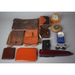 A Collection of Various Leather Purses, Bags, Clothes Brush, Tape Measure, Torch etc
