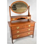 An Edwardian Dressing Chest with Two Short and Two Long Drawers, Oval Mirror, 106cm wide