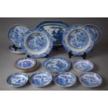 A Collection of Early Blue and White Transfer Printed Ceramics to include Oval Meat Platter,