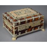 An Anglo Indian Tortoiseshell and Ivory Box of Sarcophagus Form Having Hinged Lid, both Rear Claw