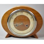 A Mid 20th Century Oval Mantle Clock, Working Order, 23cm wide