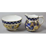 A Coalport Porcelain Japanese Grove Bluebird and Bamboo Cream Jug and Bowl, Some Rubbing to Gilt