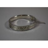 A Silver Bangle with Safety Chain, Chester 1955