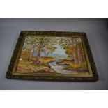 A Framed Oil on Board Depicting Woodland Stream, 49cm wide