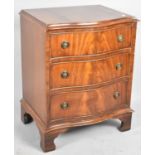 A Reproduction Serpentine Front Mahogany Three Drawer Chest on Bracket Feet, 53cm wide