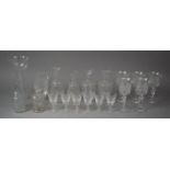 A Collection of 19th Century and Later Glasswares to include Cordial Decanters, Five Wine Glasses,