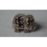 A Silver Marcasite and Garnet Elephant Ring, Stamped 925 German