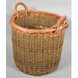 A Cylindrical Two Handled Wicker Log Basket, 46cm Diameter