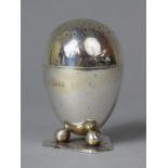 A Victorian Silver Ovoid Pepper Pot Having Three Ball Feet on Plinth Base, London 1878, 6.5cm high