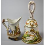 A Keramos Capodimonte Hand Painted Porcelain Bell and Jug