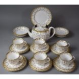 A Collection of Spode Fleur De Lys Gold Pattern Teawares comprising Teapot, Six Plates, Six Side