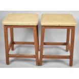 A Pair of Mid 20th Century Rectangular Topped Stools, 34cm wide