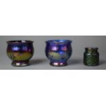 Three Pieces of Royal Brierley Studio Iridescent Glass to Include One Lidded Pot and Two Vases,