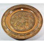 A Mid 20th Century Carved Wooden Charger Decorated with Flowers and Leaves, 45cm diameter