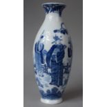 A 20th Century Chinese Blue and White Vase Decorated with the Chinese Gods Fu, Lu, and Shou in