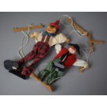 Two Vintage Puppets, Clown and Pinnochio